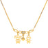 The Boy and Girl Children Pendant Hearth Necklace for Mother's Day showcases a 14k gold chain with charming boy and girl pendants. Its centerpiece, a heart charm set with a blue gemstone, adds a touch of elegance to this beautiful piece.